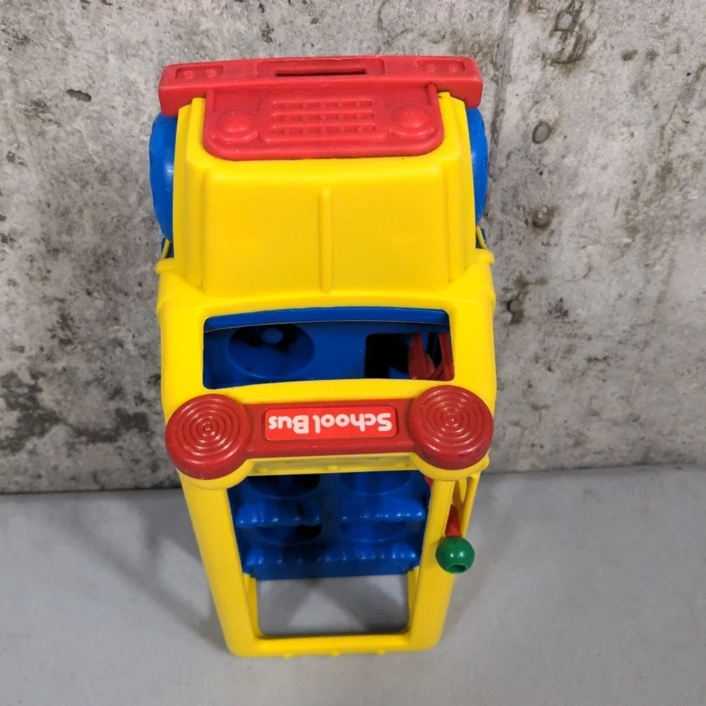 VTG 1980s Li'l Playmates Musical School Bus Yellow Toy Kids Graphic‎ 80s
